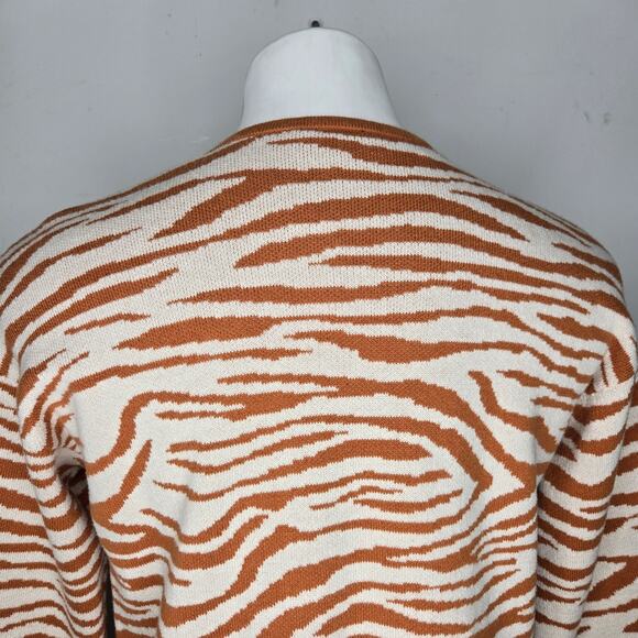 LOFT OUTLET Zebra Print Long Cardigan Orange & White Size SP - Picture 3 of 15